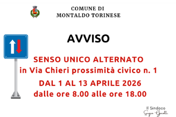 Avviso Senso Unico Alternato in via Chieri dal 01 al 13 Aprile 2026