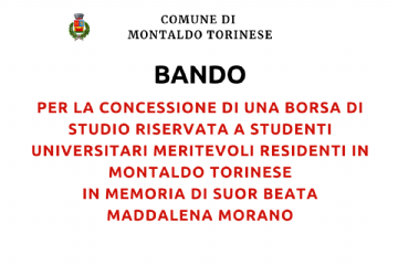 Bando per la concessione di una borsa di studio riservata a studenti/studentesse universitari/e meritevoli residenti a Montaldo Torinese